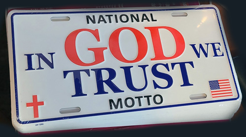 National Motto license plate